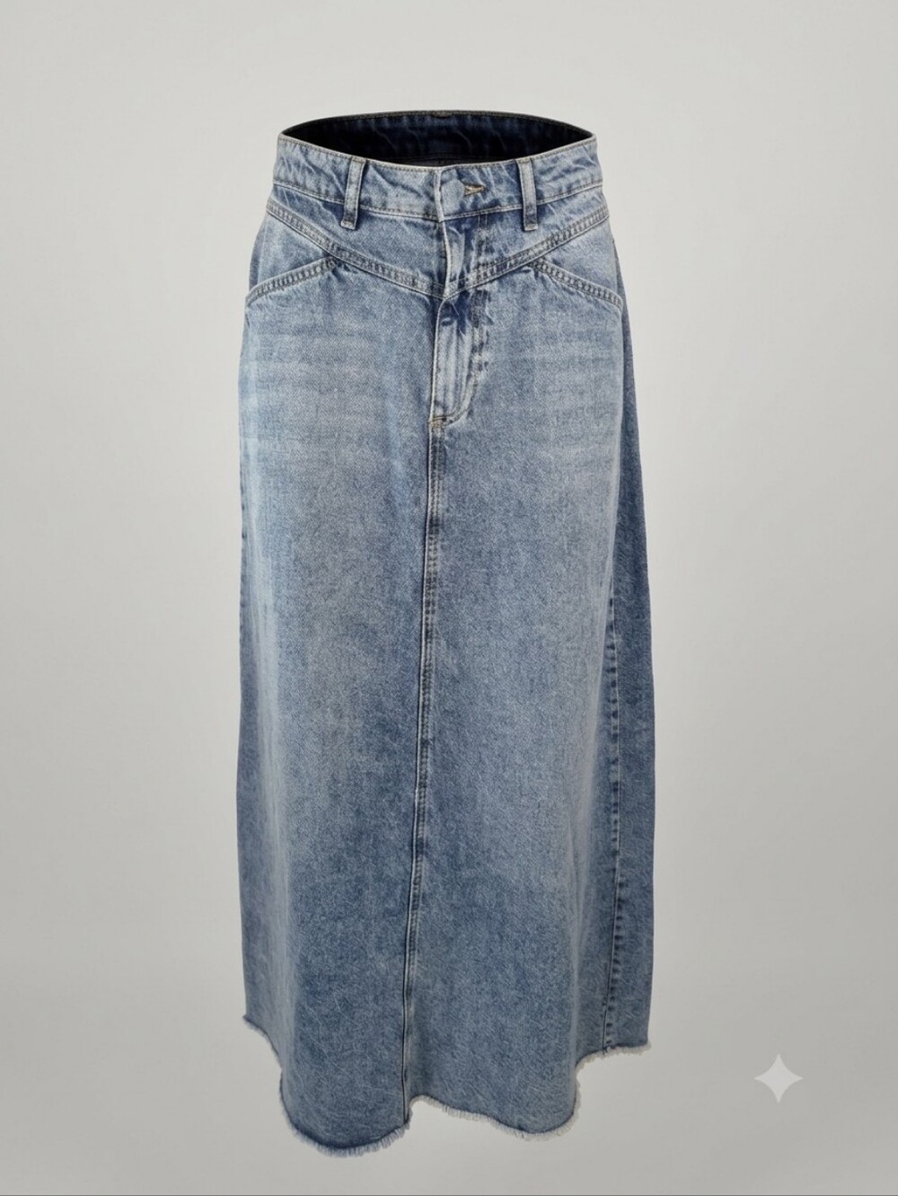 We The Free Washed Light Blue Denim Maxi Skirt